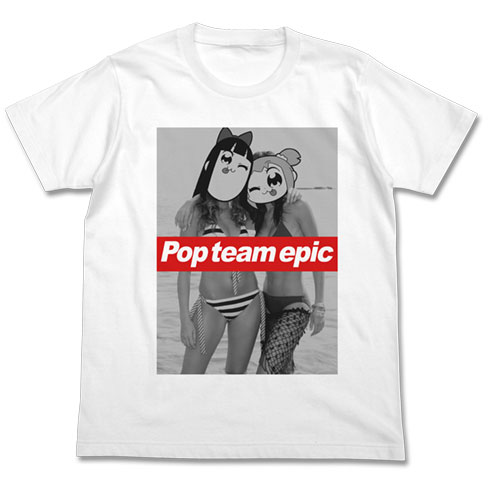 COSPA Pop Team Epic Popuko & Pipimi Swimsuit Ver. T-shirt /WHITE-L gambar 1