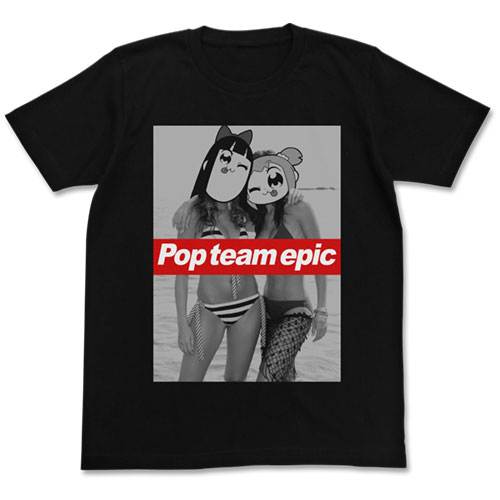 COSPA Pop Team Epic Popuko & Pipimi Swimsuit Ver. T-shirt /BLACK-XL