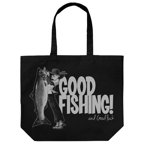 COSPA Tsurikichi Sanpei - Sanpei's Good Fishing! Large Tote Bag/BLACK