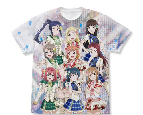 COSPA Love Live! Sunshine!! Aqours Full Graphic T-shirt /WHITE-S รูปภาพ 1