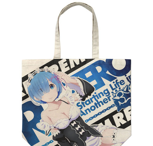 COSPA Re:ZERO -Starting Life in Another World- Rem DokiDoki Full Graphic Large Tote Bag /NATURAL