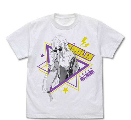 COSPA Re:ZERO -Starting Life in Another World- Emilia T-shirt Street Fashion Ver./WHITE-S รูปภาพ 1