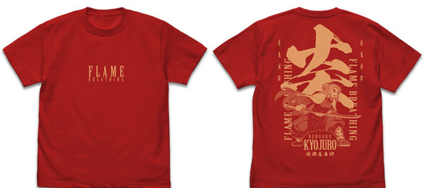 COSPA Demon Slayer: Kimetsu no Yaiba Mugen Train Arc Flame Breathing Kyojuro Rengoku T-shirt /RED-L รูปภาพ 1