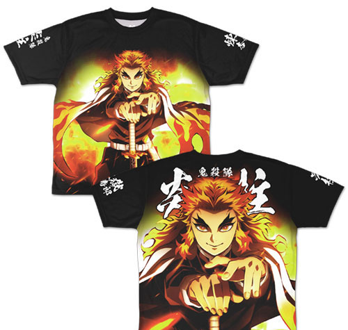 COSPA Demon Slayer: Kimetsu no Yaiba Mugen Train Arc Kyojuro Rengoku Double-sided Full Graphic T-shirt /S รูปภาพ 1