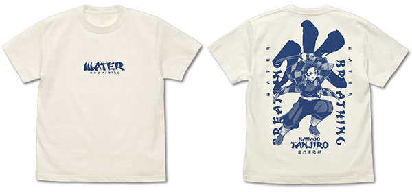 COSPA Demon Slayer: Kimetsu no Yaiba Mugen Train Arc Water Breathing Tanjiro Kamado T-shirt /VANILLA WHITE-M