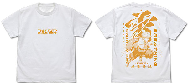COSPA Demon Slayer: Kimetsu no Yaiba Mugen Train Arc Thunder Breathing Zenitsu Agatsuma T-shirt /WHITE-M รูปภาพ 1