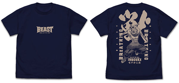 COSPA Demon Slayer: Kimetsu no Yaiba Mugen Train Arc Beast Breathing Inosuke Hashibira T-shirt /NAVY-M 图片 1