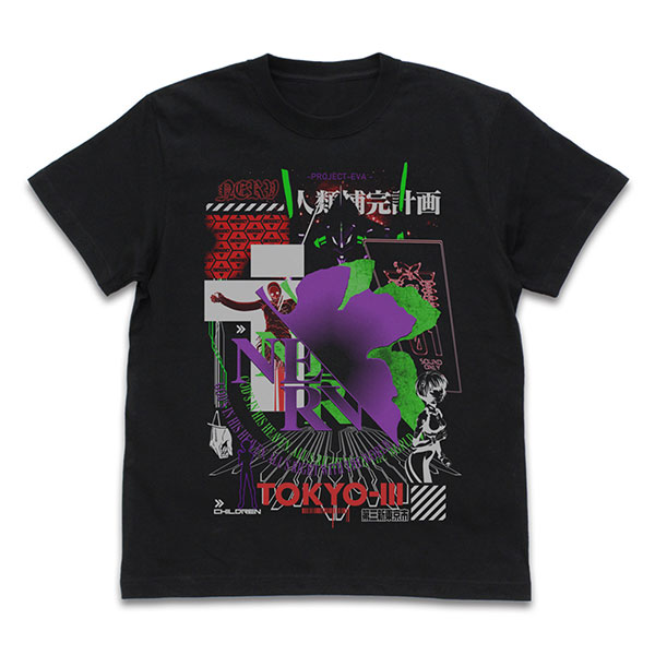 COSPA EVANGELION NERV Acid Graphics T-shirt /BLACK-M