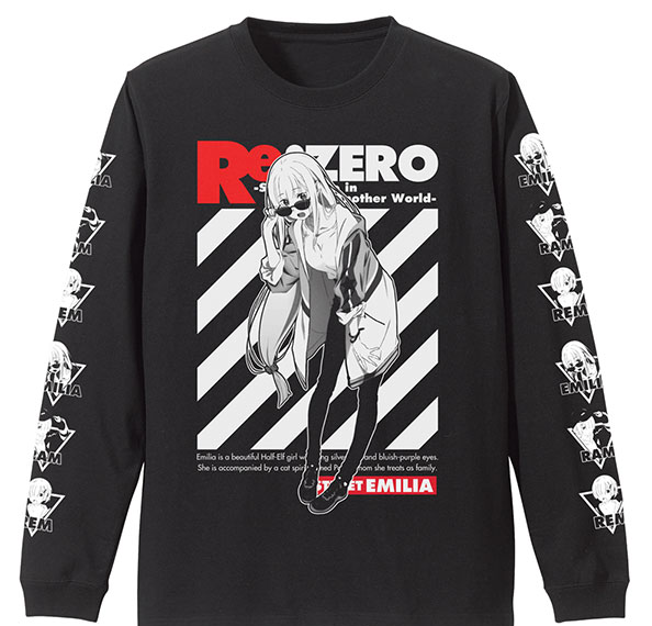 COSPA Re:ZERO -Starting Life in Another World- Emilia Sleeve Rib Long Sleeve T-shirt Street Fashion Ver./BLACK-M รูปภาพ 1
