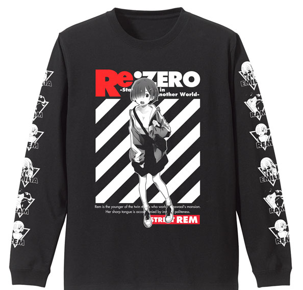 COSPA Re:ゼロから始める異世界生活 レム 袖リブロングスリーブTシャツ ストリートファッションVer./BLACK-XL