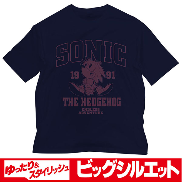 COSPA Sonic the Hedgehog Classic Sonic Big Silhouette T-shirt /NAVY-L image 1