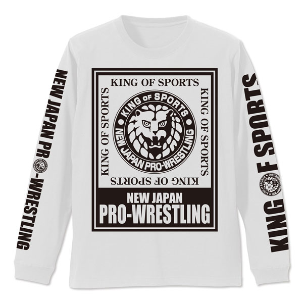 COSPA New Japan Pro Wrestling Lion Mark Big Silhouette Long Sleeve T-shirt /WHITE-L