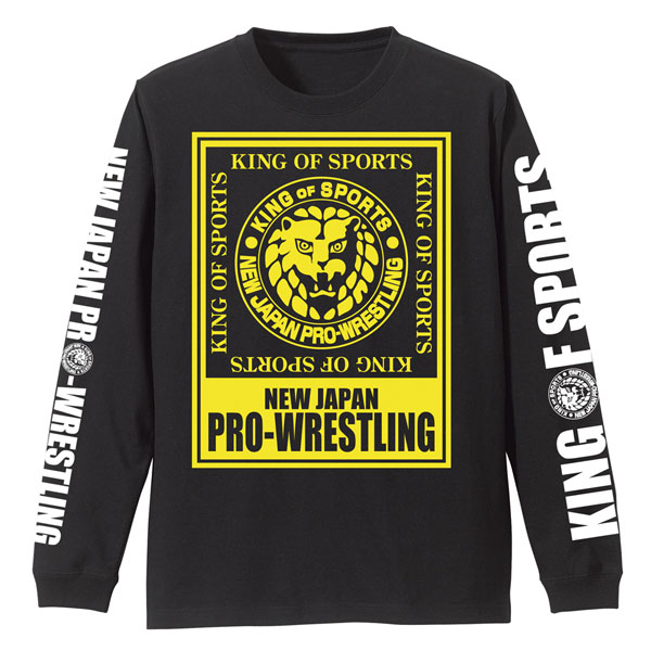 COSPA New Japan Pro Wrestling Lion Mark Big Silhouette Long Sleeve T-shirt /BLACK-XL