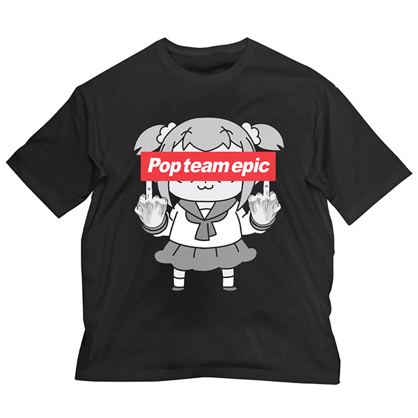 COSPA Pop Team Epic Pop Team Epic Gyoretsu ga Dekiru Big Silhouette T-shirt /BLACK-L รูปภาพ 1