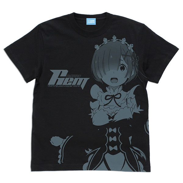 COSPA Re:ZERO -Starting Life in Another World- Rem All Print T-shirt /BLACK-S