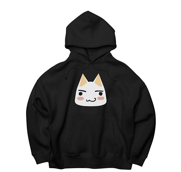 COSPA Dokodemo Issho Toro Face Big Silhouette Pullover Hoodie /BLACK-M รูปภาพ 1