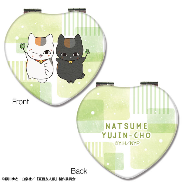 License Agent Natsume's Book of Friends Heart-shaped Compact Mirror Design 03 (Nyanko Sensei & Black Nyanko)