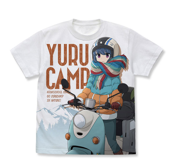 COSPA "Yuru Camp" Rin Shima & Scooter Full Graphic T-shirt /WHITE-S Bild 1