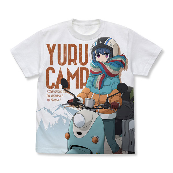 COSPA "Yuru Camp" Rin Shima & Scooter Full Graphic T-shirt /WHITE-L