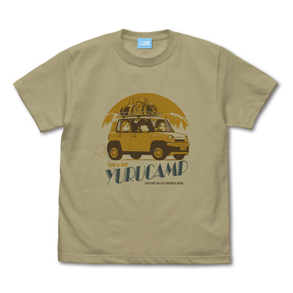 COSPA "Yuru Camp" Yuru Camp Car T-shirt Toba-sensei & Chiaki & Aoi Ver2.0/ SAND KHAKI-XL