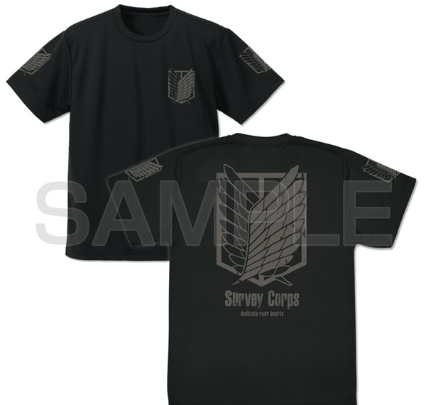 COSPA Attack on Titan Survey Corps Dry T-shirt /BLACK-L