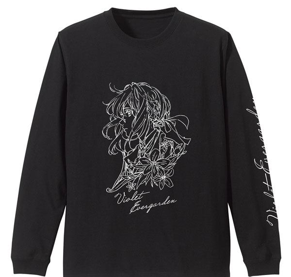 COSPA Violet Evergarden Violet Illustration Art Long Sleeve T-shirt /BLACK-L รูปภาพ 1