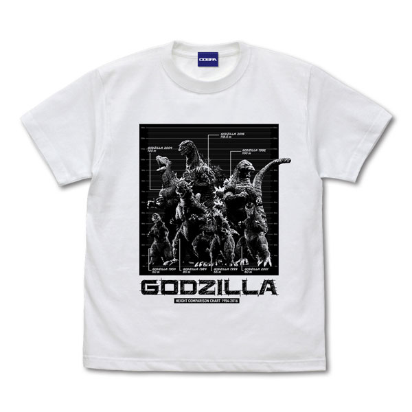 COSPA Godzilla Successive Generations Godzilla Height Comparison Chart T-shirt /WHITE-S Bild 1