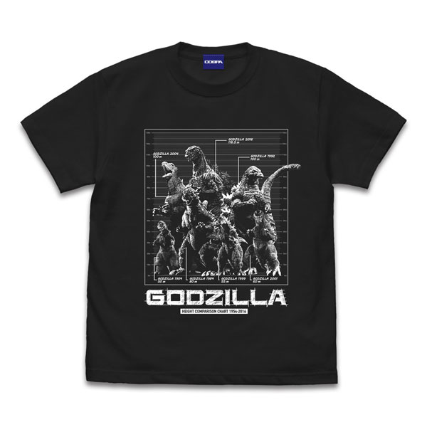 COSPA Godzilla Successive Generations Godzilla Height Comparison Chart T-shirt /SUMI-M