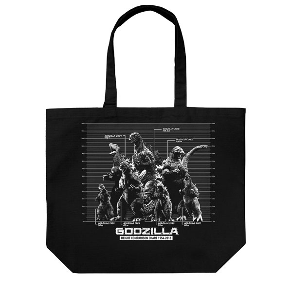 COSPA Godzilla Successive Generations Godzilla Height Comparison Chart Large Tote Bag /BLACK
