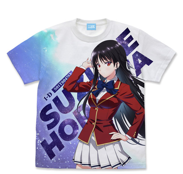 COSPA TV Anime "Youkoso Jitsuryoku Shijou Shugi no Kyoushitsu e" Suzune Horikita Full Graphic T-shirt /WHITE-M
