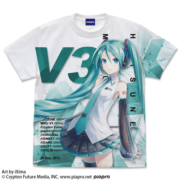 COSPA Hatsune Miku V3 Full Graphic T-shirt Ver.3.0 /WHITE-L