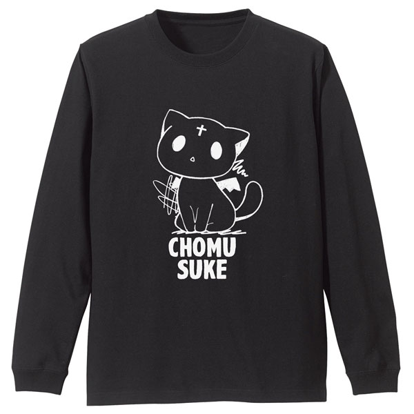 COSPA KonoSuba 3 Hand-drawn Style Chomusuke Ribbed Long Sleeve T-shirt /BLACK-L