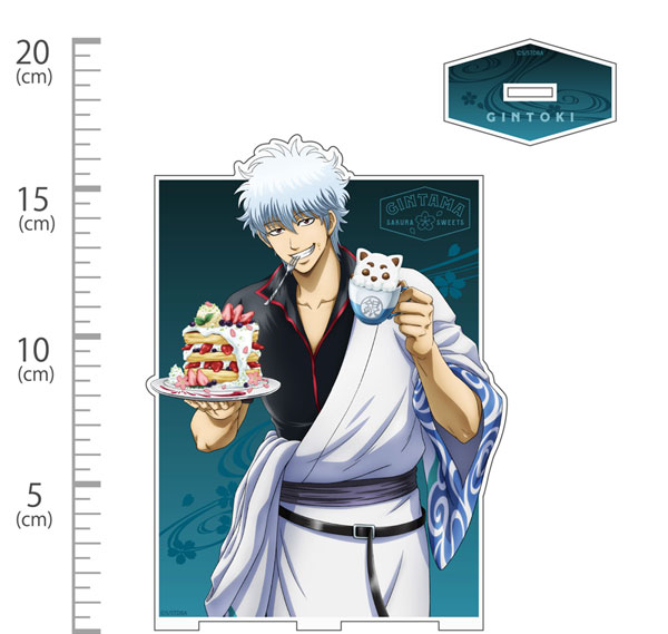 COSPA Gintama Gintoki Sakata Acrylic Stand (Large) Sakura Pancake and Latte Art Ver. Bild 1
