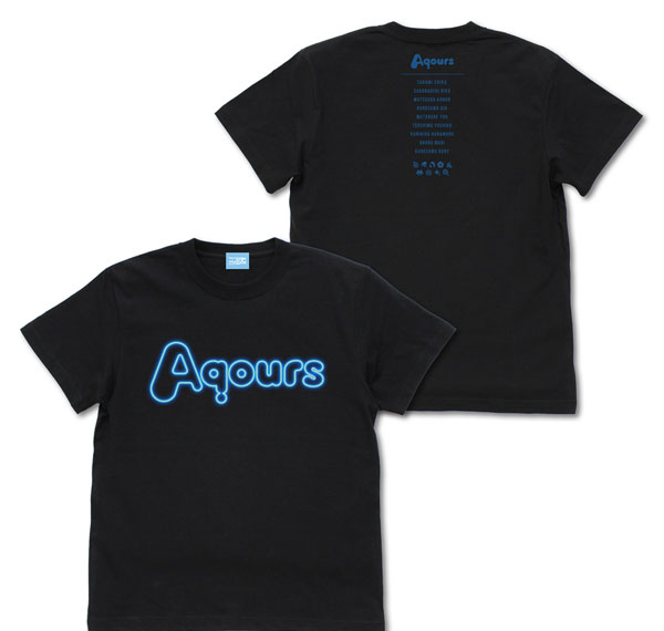 COSPA Love Live! Sunshine!! Aqours Neon Sign Logo T-shirt /BLACK-S รูปภาพ 1