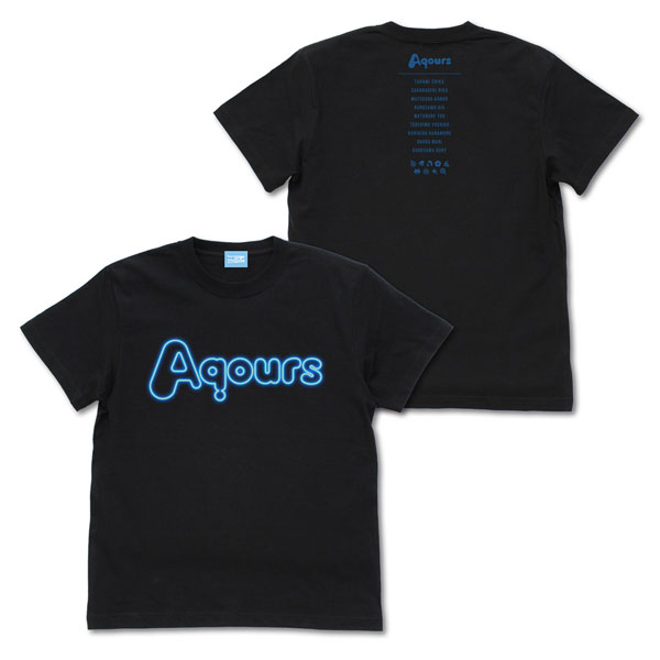 COSPA Love Live! Sunshine!! Aqours Neon Sign Logo T-shirt /BLACK-L