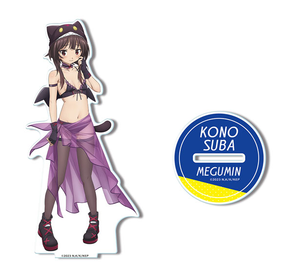 License Agent Kono Subarashii Sekai ni Bakuen wo! Acrylic Stand 02 (Megumin / Chomusuke Style Swimsuit Ver./A) [New Illustration] รูปภาพ 1
