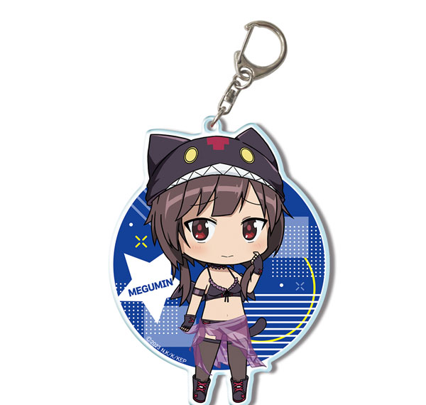 License Agent Kono Subarashii Sekai ni Bakuen wo! Big Acrylic Keychain 04 (Megumin / Chibi Chara Chomusuke Style Swimsuit Ver.) รูปภาพ 1