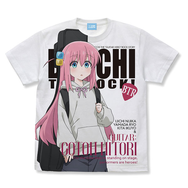 COSPA Anime "BOCCHI THE ROCK!" New Illustration Hitori Gotoh Full Graphic T-shirt Street Fashion Ver. /WHITE-XL