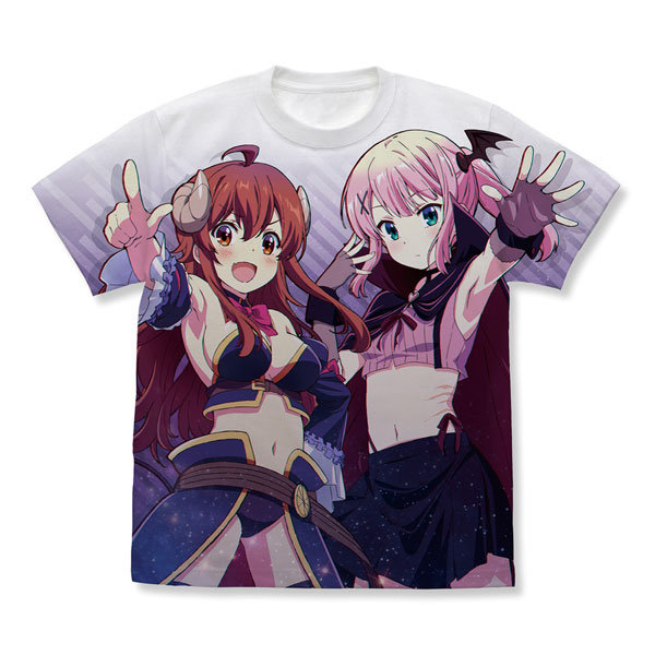 COSPA The Demon Girl Next Door 2nd Season Shadow Mistress Yuuko & Darkness Peach Full Graphic T-shirt / WHITE-XL