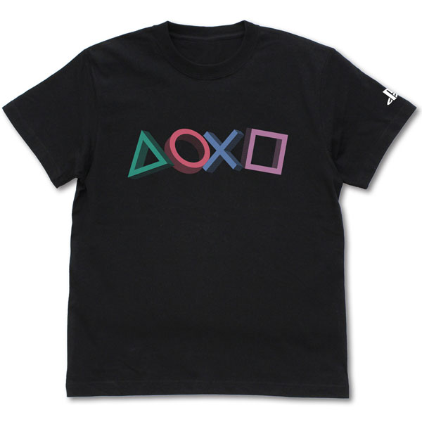 COSPA PlayStation T-shirt for PlayStation 3D Shapes Logo Ver./BLACK-M