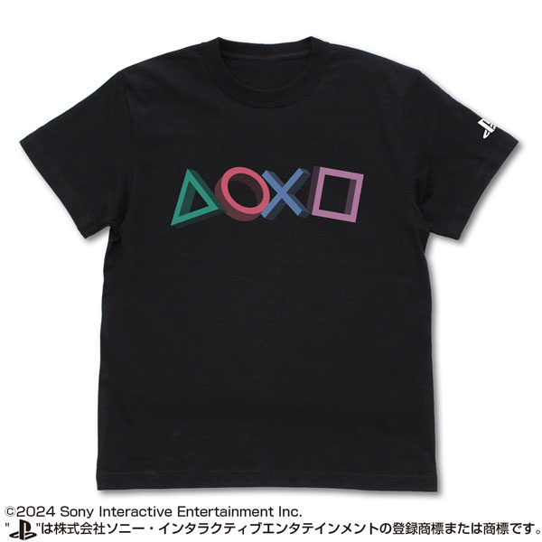 COSPA PlayStation T-shirt for PlayStation 3D Shapes Logo Ver./BLACK-XL