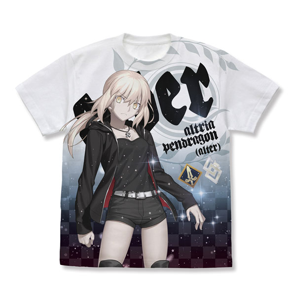 COSPA Fate/Grand Order Saber/Altria Pendragon [Alter] Jet Black King of Knights ver Shinjuku 1999 Full Graphic T-shirt /WHITE-XL