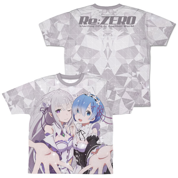 COSPA Re:ZERO -Starting Life in Another World- Emilia & Rem Double-sided Full Graphic T-shirt /M รูปภาพ 1