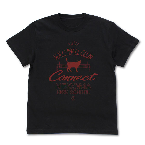 COSPA Haikyuu!! Nekoma High School Volleyball Club Icon Mark College T-shirt /BLACK-S