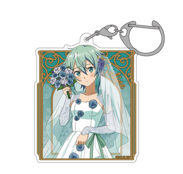 COSPA Sword Art Online New Illustration Sinon Acrylic Multi Keychain Wedding Dress Ver. รูปภาพ 1
