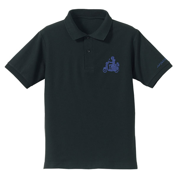 COSPA "Yuru Camp SEASON3" Bike Rin Shima One Point Embroidery Polo Shirt /BLACK-S