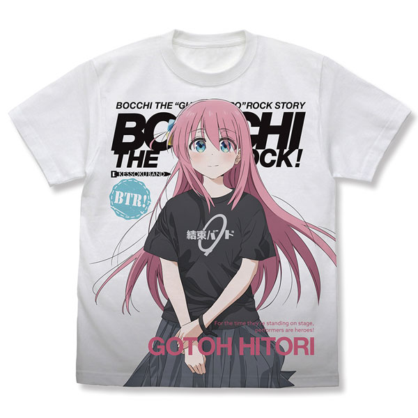 COSPA Anime "BOCCHI THE ROCK!" Hitori Gotoh Full Graphic T-shirt /WHITE-XL