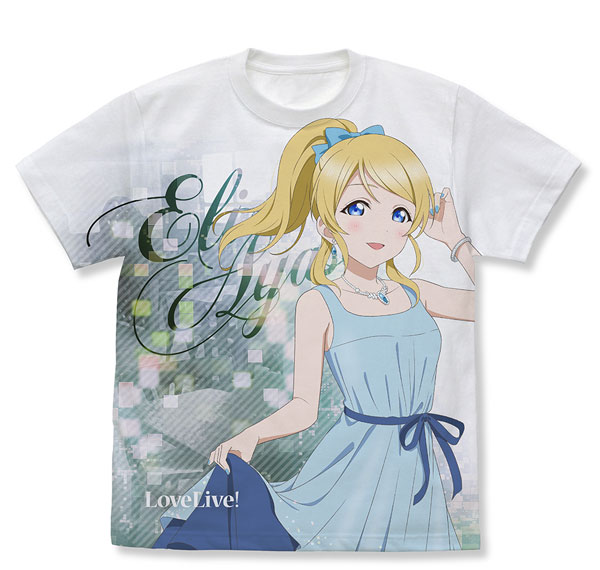 COSPA Love Live! New Illustration Eli Ayase Full Graphic T-shirt Party Dress 2025 Ver. /WHITE-L