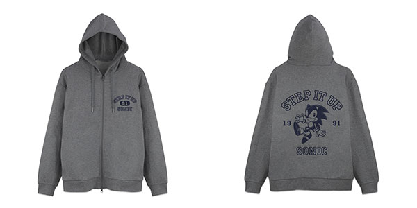 COSPA Sonic the Hedgehog Classic Sonic "STEP IT UP" Zip Hoodie /MIX GRAY-XL image 1