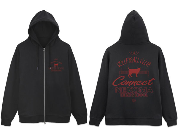 COSPA Haikyuu!! Nekoma High School Volleyball Club Zip Hoodie Ver.2.0/BLACK-XL